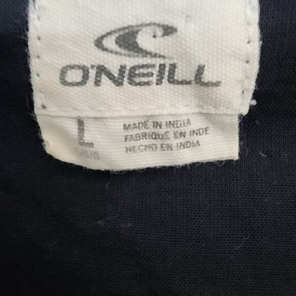 O'Neill Black Sleeveless Dress L Boho Embroidered Beaded Trim 33" Long Cotton Li - Picture 4 of 9